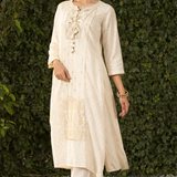 Blossom Royal Ivory embroidered Chanderi Kurta Set