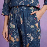 Blue Cotton Blend Printed Sequin Co-ord Set