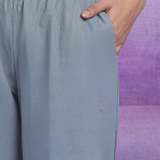 Blue Embroidered Pure Cotton Kurta with Palazzo Set