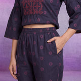 Purple Dori Embroidery Kurti with Palazzo