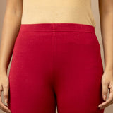 Farah Blood Red Viscose Lycra Leggings for Women
