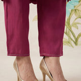 Saroja Dark Fuchsia Embroidered A-line Kurta Set