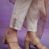 Ivory Silk Embroidered A-Line Kurta set with Dupatta