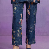 Blue Cotton Blend Printed Sequin Co-ord Set