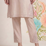 Suroor Light Beige Embroidered Chanderi Kurta Set