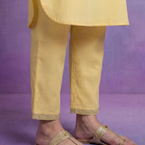 Light Yellow Embroidered Straight Kurta Set