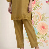 Shayeri Olive Embroidered A-line Kurta Set