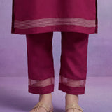 Fuchsia Embroidered Suit Set with contrast Dupatta