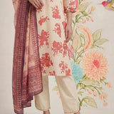 Falguni Red Printed Cotton Suit Set with Dupatta