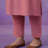 Pink Panelled A-Line Kurta set