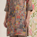 Raima Grey Printed Satin Co-ord Set for Women