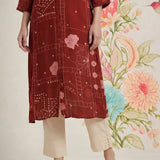 Bani Maroon Printed Straight Kurti