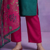 Fuchsia Viscose Rayon Zari Dori Embroidered Straight Kurta Set with Dupatta
