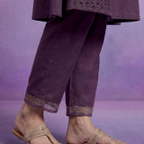 Purple Embroidered A-line Kurta Set