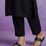 Black Cotton Blend Embroidered Co-ord Set