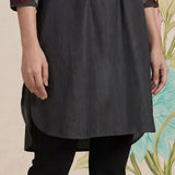 Dinah Grey Embroidered Denim Designer Kurta for Women