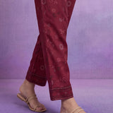 Maroon Embroidered Panelled Co-ord Set