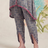 Nesoi Grey Printed Satin Co-ord Set