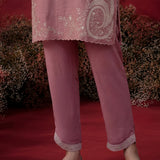 Iris Pink Embroidered Rayon Co-ord Set for Women