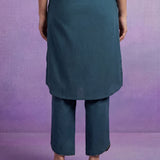 Teal Applique-work Kurta Set