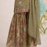 Manjari Green Printed Garara Suit Set with Dupatta