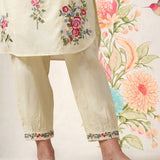 Saavan Light Green Embroidered Cotton blend Kurta Set
