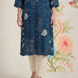 Bani Navy Printed Straight Kurti
