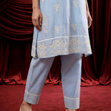 Spa Embroidered Chanderi A-Line Suit Set