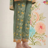 Saina Chenoise Green Printed Remi Linen Co-ord Set for Women