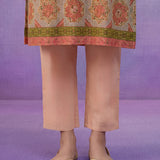 Orange All-Over Placement Printed Straight Suit Set