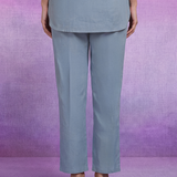 Blue Embroidered Pure Cotton Kurta with Palazzo Set