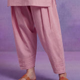 Pink Embroidered Cotton blend Kurta Set