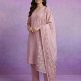 Pink mbroidered Suit Set with Dupatta