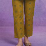 Mustard Dori Embroidery Kurti with Palazzo