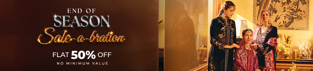 Minimal salmon pink graphic announcing Lakshita’s Just End of Season Sale in clean, elegant text