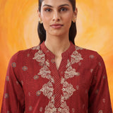 Chalka Red Printed Cotton Blend Kurta Set