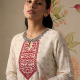 Hina Ivory Printed Straight Kurta Set