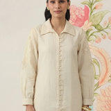 Ivory Embroidered Linen Co-ord Set