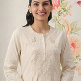 Suroor Ivory Embroidered Chanderi Kurta Set