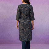 Blue Embroidered Straight Kurta Set
