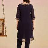 Purple Kurta Set With Embroidery