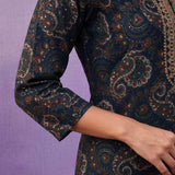 Blue Embroidered Straight Kurta Set