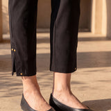 Black Straight Fit Cotton blend Capri
