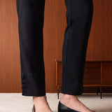 Black  Lycra Full Length Tapered Fit Pant