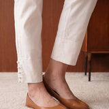White Lycra Full Length Tapered Fit Pant