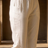 Ivory Cotton Blend Regular Fit Capris