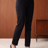 Roma Black Cotton Straight Fit Pant