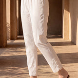 Ivory Poplin Lycra Tapered Essentials Pant