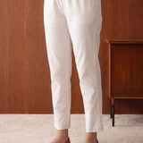 White Lycra Full Length Tapered Fit Pant