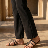 Black Roma Cotton Bootcut Pants